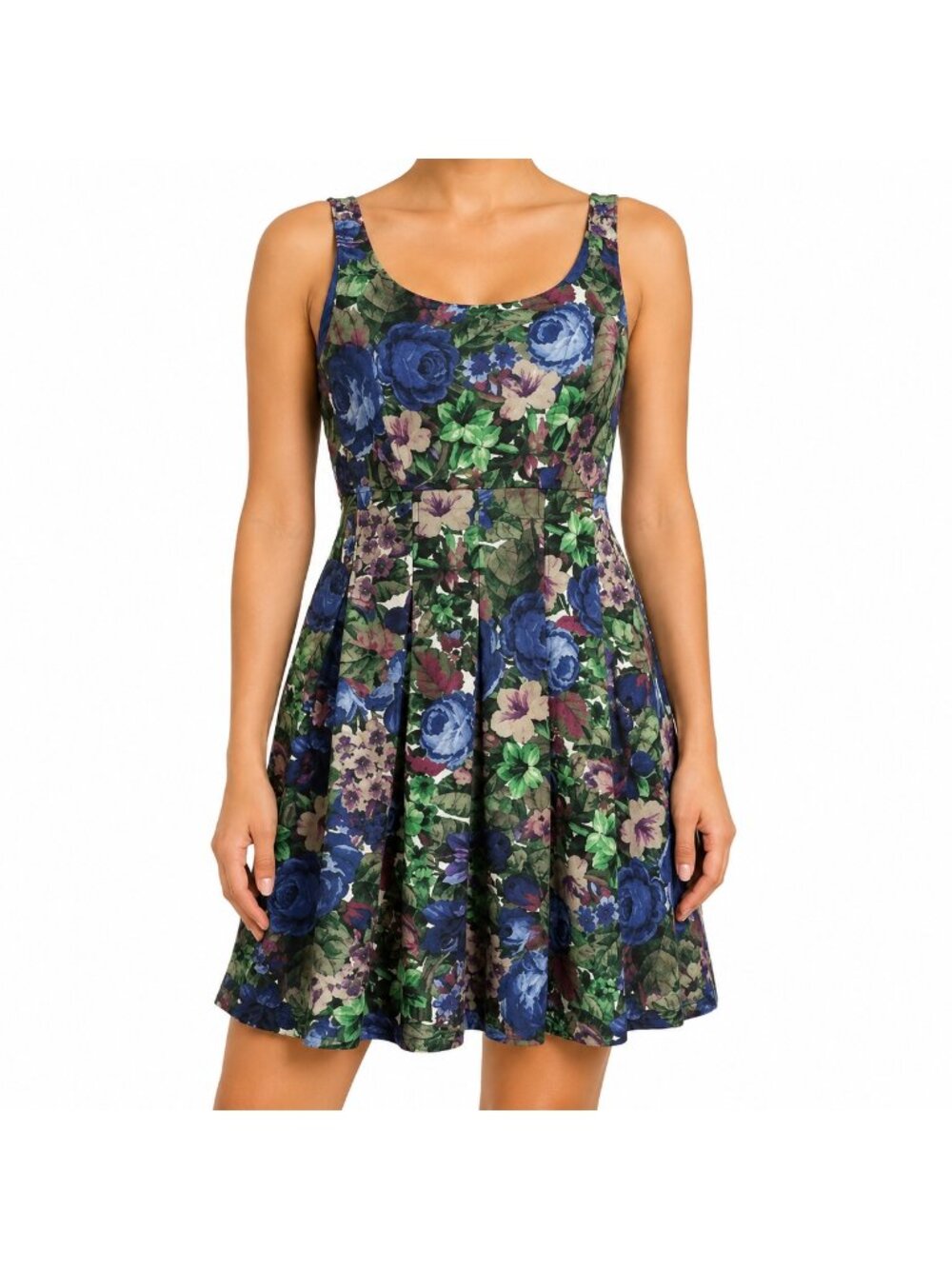 Darling London Blue Floral Fit & Flare Dress Size Medium
